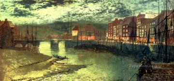 Whitby Docks escenas de la ciudad paisaje John Atkinson Grimshaw paisajes urbanos Pinturas al óleo
